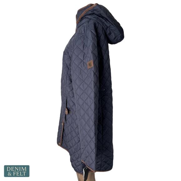 NEW Lauren Ralph Lauren Quilted Hooded Coat Faux Suede Trim Insulated Luxe Large - Picture 6 of 16